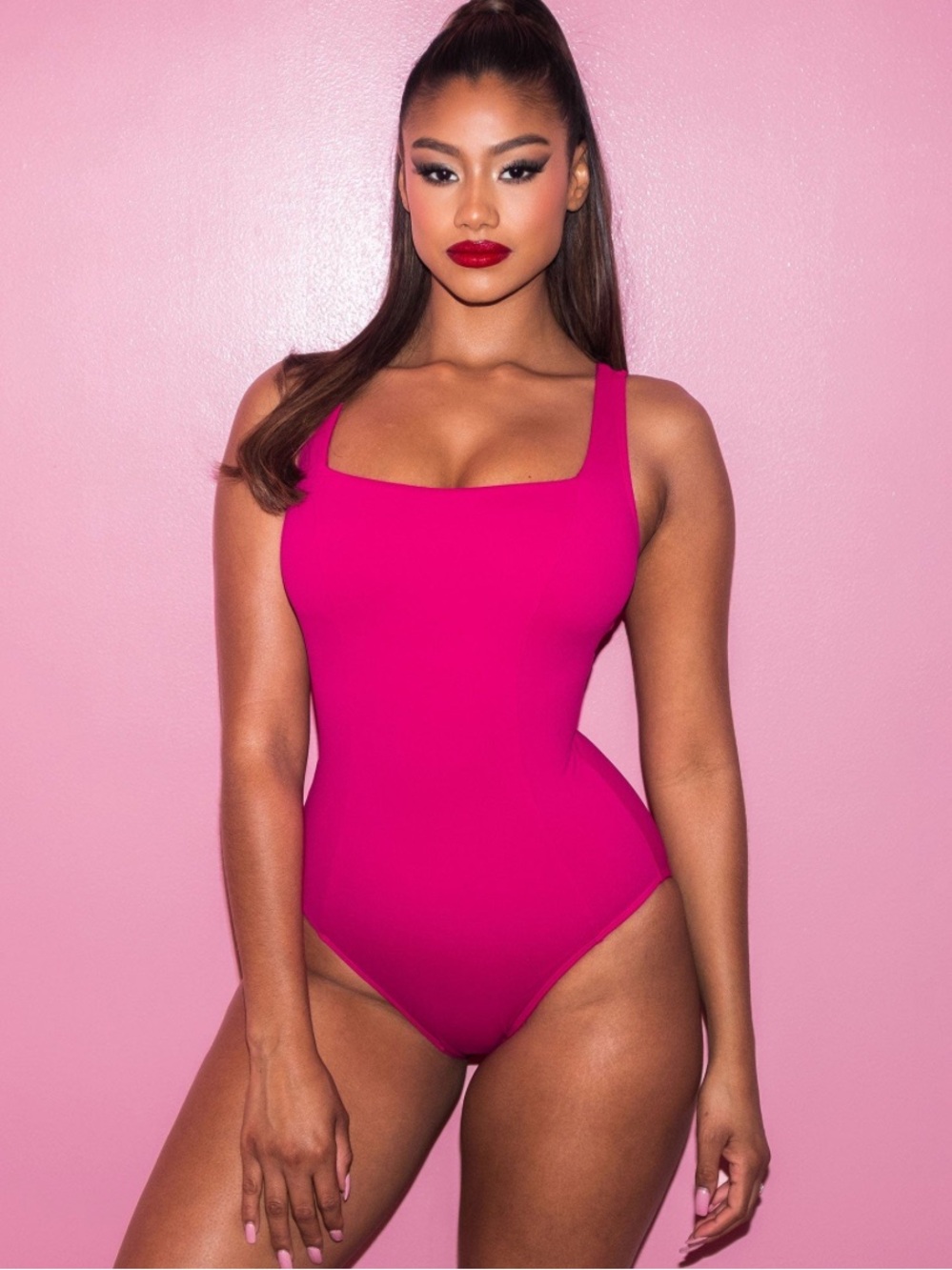 Women's Magenta One-Piece Swimsuit - Sleek Tank Style